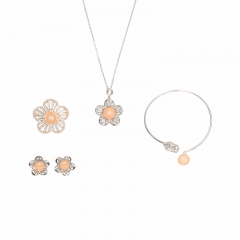 Acici澳玥四季花項鏈+耳環+胸針+手環