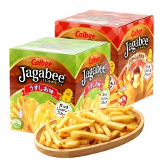 日本進口卡樂比薯條盒裝clabee淡鹽味薯條18g*5入（原...