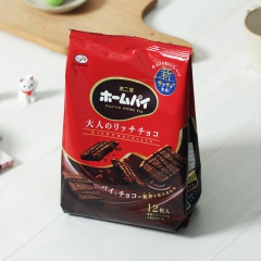 日本進口休閒辦公室零食不二家巧克力牛油味千層酥餅乾曲奇12枚...