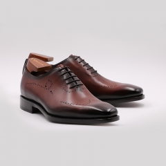 Giorostan 高端全手工製正裝皮鞋 棕色牛津鞋 翼紋款