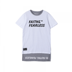 FAITH & FEARLESS 白色+灰色混搭T恤