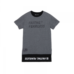 FAITH & FEARLESS 灰色+黑色混搭T恤