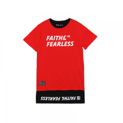 FAITH & FEARLESS 紅色+黑色混搭T恤