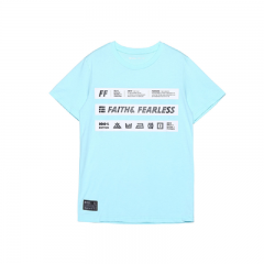 FAITH & FEARLESS 絲印T恤（藍色）